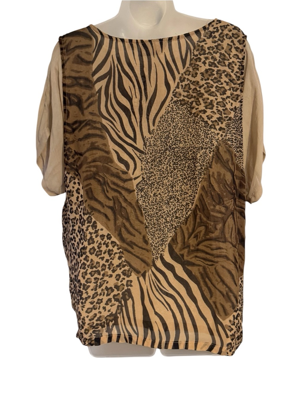 NWT Plus Size Animal Print  Top - Tan/Brown 1X/2X/3X    #X - Picture 6 of 11